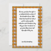 Plaid Orange Blue、フォトカード 招待状 (裏面)