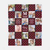 Plaid Patchwork Personalized Cozy 15 Photo Collage フリースブランケット (正面)