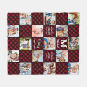 Plaid Patchwork Personalized Cozy 15 Photo Collage フリースブランケット (正面(横))