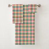 Plaid-patterned towel set with red, green, yellow  バスタオルセット