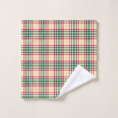 Plaid-patterned towel set with red, green, yellow  バスタオルセット (ウォッシュタオル)