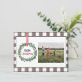 Plaid Personalized Photo Merry Christmas Card シーズンカード (スタンド正面)