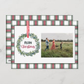 Plaid Personalized Photo Merry Christmas Card シーズンカード (正面/裏面)