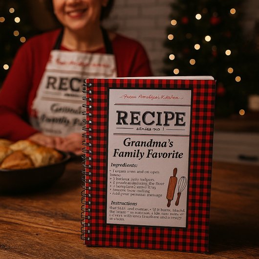 Plaid Personalized Recipe Notebook-Christmas Gift ノートブック