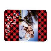 Plaid Photo Christmas Card - Frame Magnet Keepsake マグネット (横)