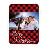 Plaid Photo Christmas Card - Frame Magnet Keepsake マグネット (縦)