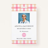 Plaid Pink登録ナースロゴ バッジ (正面)