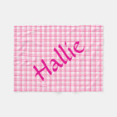 Plaid Pink and White Pattern Dog Blanket  フリースブランケット (正面(横))