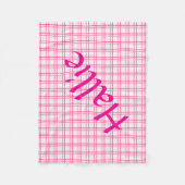 Plaid Pink and White Pattern Dog Blanket  フリースブランケット (正面)