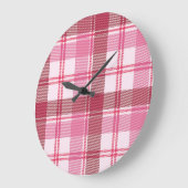 Plaid pink pastel：シームレスな正方形グリッド ラージ壁時計 (傾斜)
