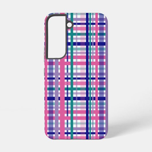 Plaid Pink Teal Navy Blue Purple Samsung Galaxyケース (裏面)