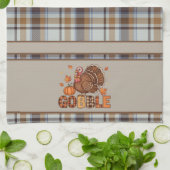 Plaid & Playful – Thanksgiving Turkey キッチンタオル (折り畳み)