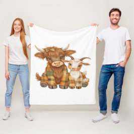 Plaid & Precious Pals フリースブランケット