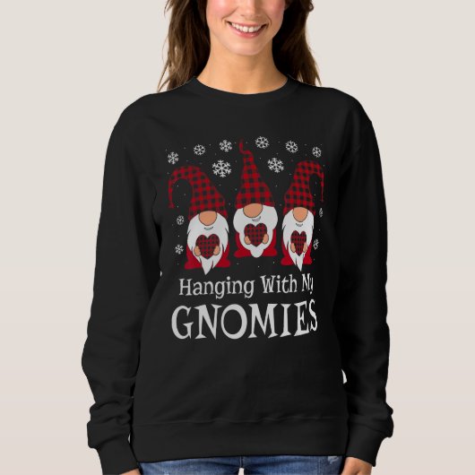 Plaid Print Garden Gnomes Christmas Day スウェットシャツ (正面)
