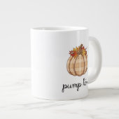 Plaid Pumpkin Autumn Leaves Art ジャンボコーヒーマグカップ (正面右)