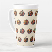 Plaid Pumpkin Halloween Latte Coffee Mug カフェラテマグ (左アングル)