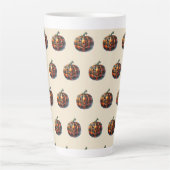 Plaid Pumpkin Halloween Latte Coffee Mug カフェラテマグ (正面)