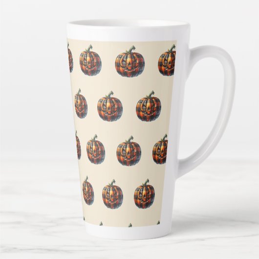 Plaid Pumpkin Halloween Latte Coffee Mug カフェラテマグ (右)