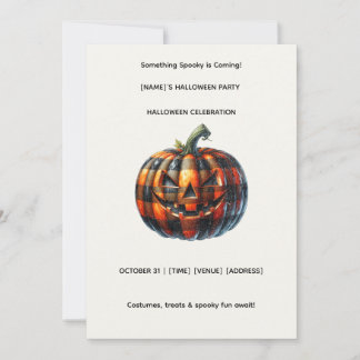 Plaid Pumpkin Halloween Party Invitation 招待状
