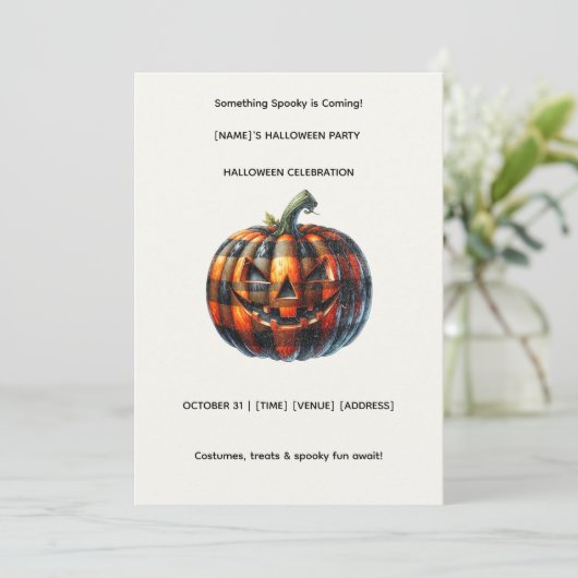 Plaid Pumpkin Halloween Party Invitation 招待状 (スタンド正面)