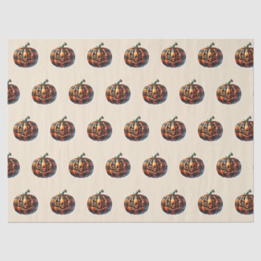 Plaid Pumpkin Halloween Tissue Paper 薄葉紙 (正面)