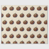 Plaid Pumpkin Halloween Wrapping Paper ラッピングペーパー (フラット)