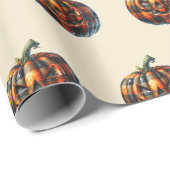 Plaid Pumpkin Halloween Wrapping Paper ラッピングペーパー (ロールコーナー)