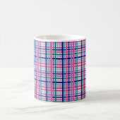 Plaid Purple Teal Navy Blue Pink White コーヒーマグカップ (中央)
