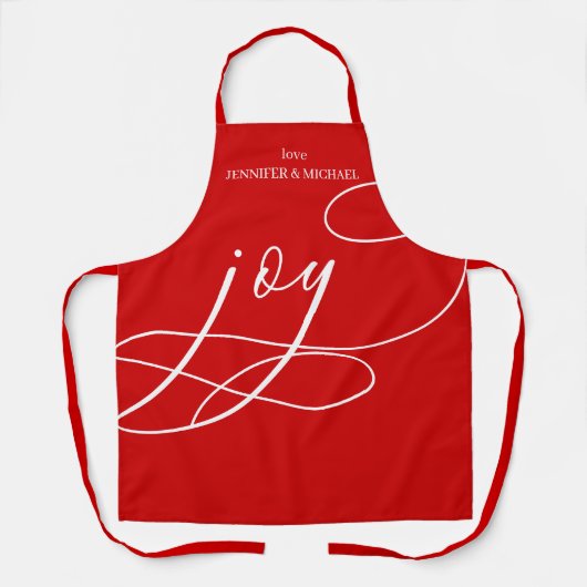 Plaid Red Joy Christmas エプロン (正面)