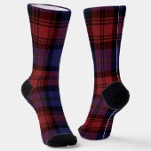Plaid Red Purple Checkered Rustic Tartan ソックス (傾斜あり)