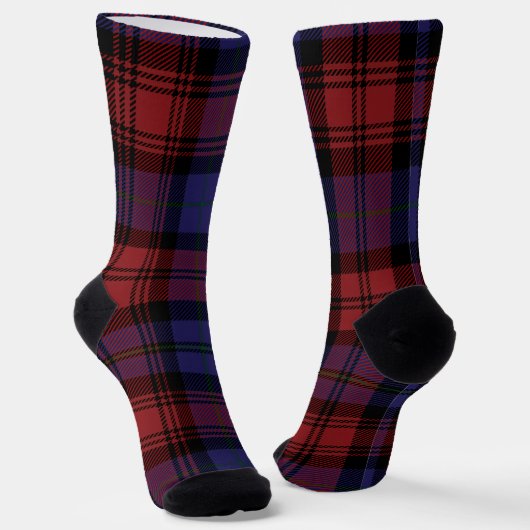 Plaid Red Purple Checkered Rustic Tartan ソックス (傾斜あり)