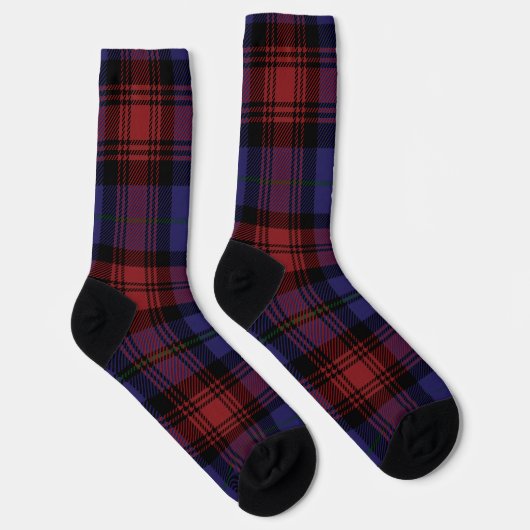 Plaid Red Purple Checkered Rustic Tartan ソックス (右)