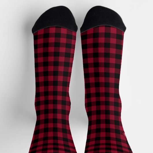 Plaid Red & White Initial Monogram Socks ソックス (上部)