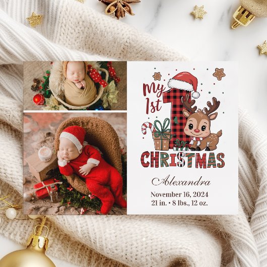 Plaid Reindeer 2 Photo  First Christmas シーズンカード
