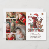 Plaid Reindeer 6フォト初めてのクリスマス シーズンカード (正面)