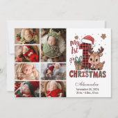 Plaid Reindeer 7 Photo First Christmas シーズンカード (正面)