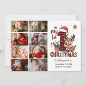 Plaid Reindeer 8フォト初めてのクリスマス シーズンカード (正面)