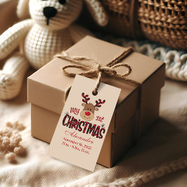 Plaid Reindeer Baby First Christmas ギフトタグ