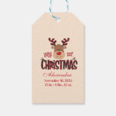 Plaid Reindeer Baby First Christmas ギフトタグ (裏面)
