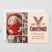 Plaid Reindeer Baby First Christmas 5 Photo シーズンカード (正面)