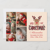Plaid Reindeer Baby First Christmas 6 Photo シーズンカード (正面)
