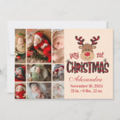 Plaid Reindeer Baby First Christmas 9 Photo シーズンカード (正面)