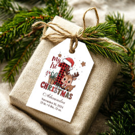 Plaid Reindeer First Christmas ギフトタグ