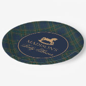 Plaid Rocking Horse Baby Shower Envelope Seal ペーパープレート (アングル)