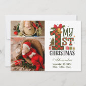 Plaid Rustic 2 Photo  First Christmas シーズンカード (正面)