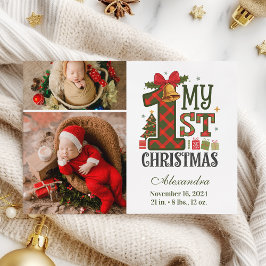 Plaid Rustic 2 Photo First Christmas シーズンカード