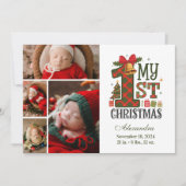  Plaid Rustic 4 Photo  First Christmas シーズンカード (正面)