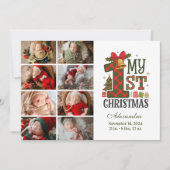  Plaid Rustic 8 Photo  First Christmas シーズンカード (正面)