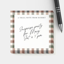 Plaid Rustic Earth Tones Small Sticky Notepad  ポストイット