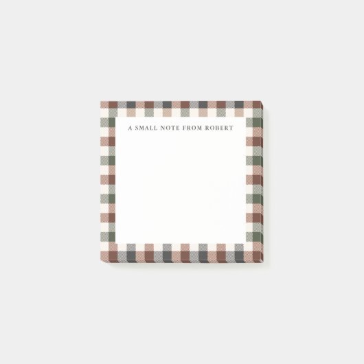 Plaid Rustic Earth Tones Small Sticky Notepad  ポストイット (正面)